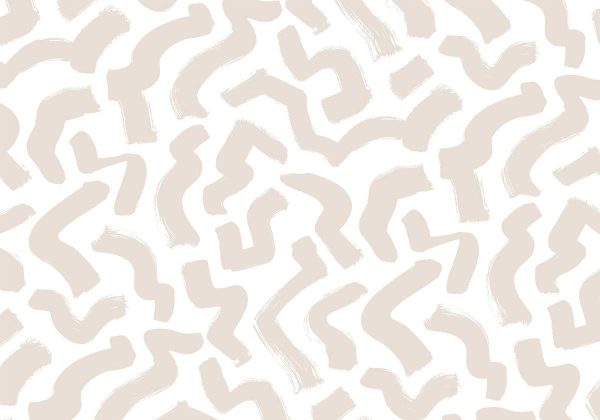 Papier peint - Abstract composition - beige patterns in shapes on a white background