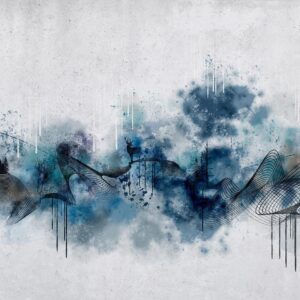 Papier peint - Abstract wave - minimalist composition with blue pattern