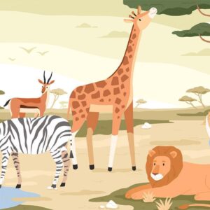 Papier peint - Animals From Jungle Vector Illustration