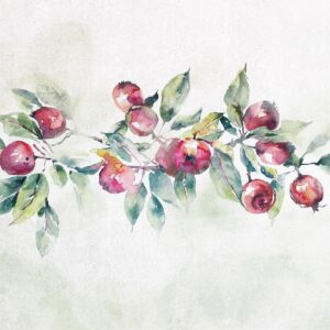 Papier peint - Apple branch - landscape with a plant and red apples on a white background