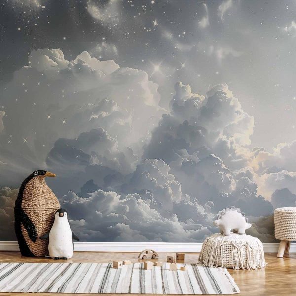 Papier peint - Astral Calm: Stars Scattered Over Delicate Clouds Papier peint - Astral Calm: Stars Scattered Over Delicate Clouds