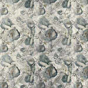 Papier peint - Autumn souvenirs - cool grey floral pattern with leaves
