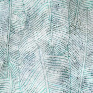 Papier peint - Banana leaves - plant motif blue lineart nature with pattern