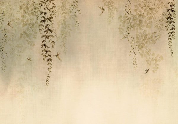 Papier peint - Beige Hummingbirds