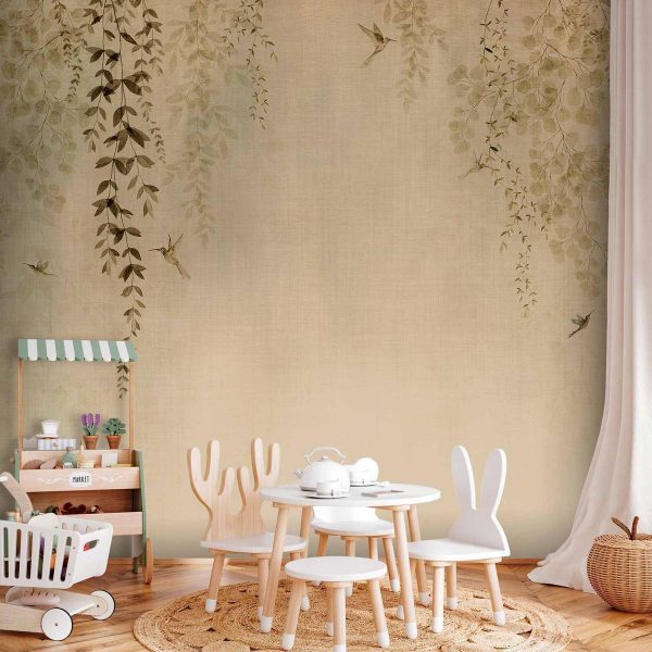 Papier peint - Beige Hummingbirds Papier peint - Beige Hummingbirds