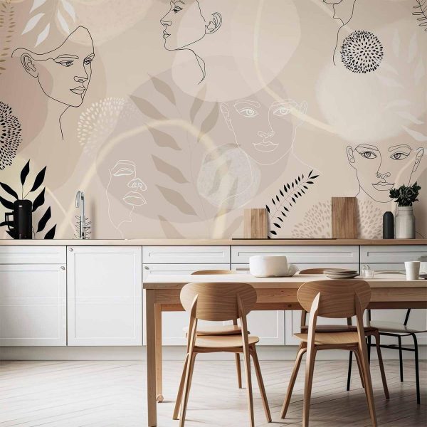 Papier peint - Beige Line Art Papier peint - Beige Line Art