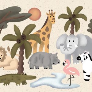 Papier peint - Children's Africa - Animals With Simple Shapes