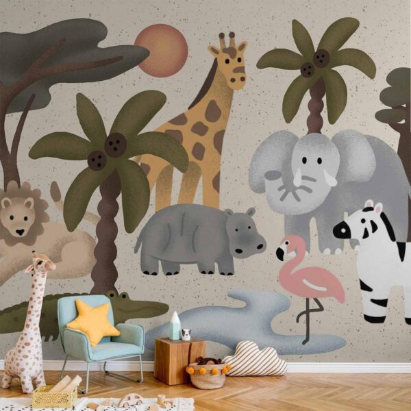 Papier peint - Children's Africa - Animals With Simple Shapes Papier peint - Children's Africa - Animals With Simple Shapes