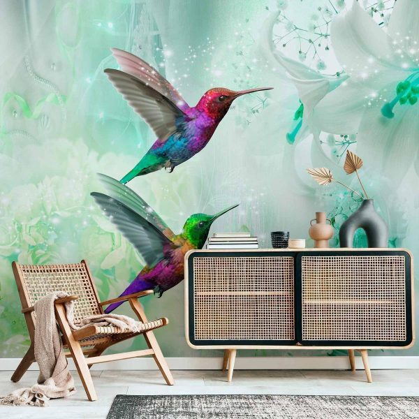 Papier peint - Colourful Hummingbirds (Green) Papier peint - Colourful Hummingbirds (Green)