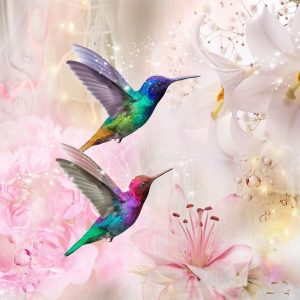 Papier peint - Colourful Hummingbirds (Pink)