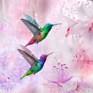 Papier peint - Colourful Hummingbirds (Purple)