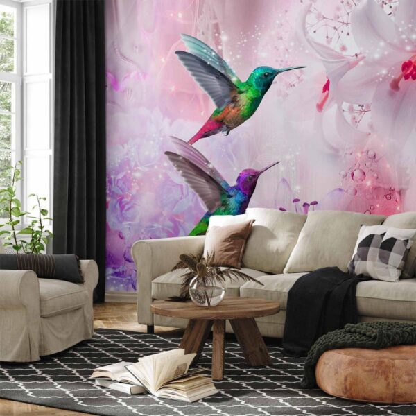 Papier peint - Colourful Hummingbirds (Purple) Papier peint - Colourful Hummingbirds (Purple)