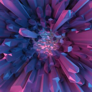 Papier peint - Crystal - geometric fantasy with 3D elements in purple tones