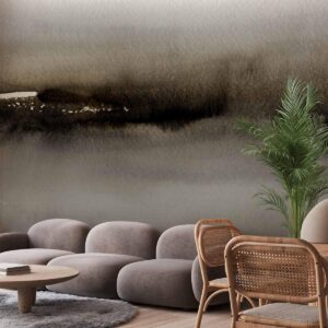 Papier peint - Diuna - abstract modern painting in grey with black pattern