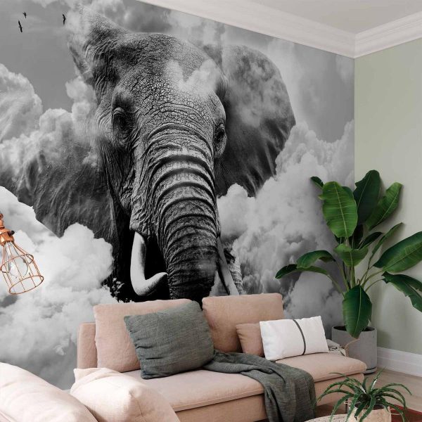 Papier peint - Elephant in the Clouds (Black and White) Papier peint - Elephant in the Clouds (Black and White)