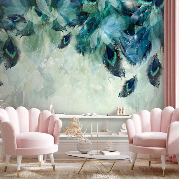Papier peint - Emerald Feathers Papier peint - Emerald Feathers