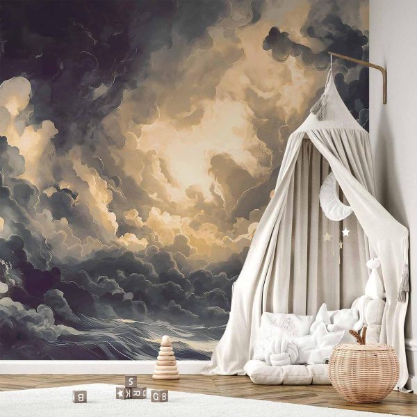 Papier peint - Epic Light Play: The Sun Battling for Dominance Over the Clouds