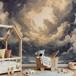 Papier peint - Epic Light Play: The Sun Battling for Dominance Over the Clouds