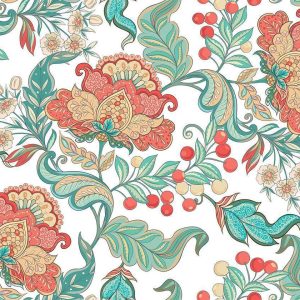 Papier peint - Ethnic vegetation - plant motif with ornaments in coloured flowers