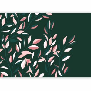 Papier peint - Flowering vine - minimalist climbing leaves on a green background