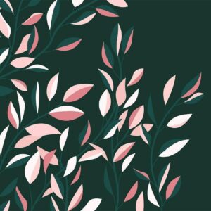 Papier peint - Flowering vine - minimalist climbing leaves on a green background