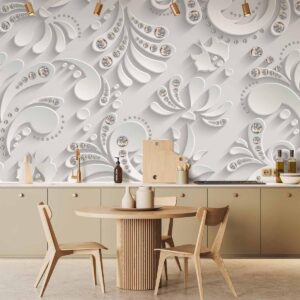 Papier peint - Flowers with Crystals