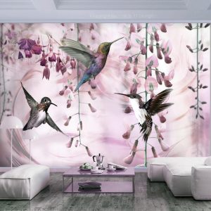 Papier peint - Flying Hummingbirds (Pink)