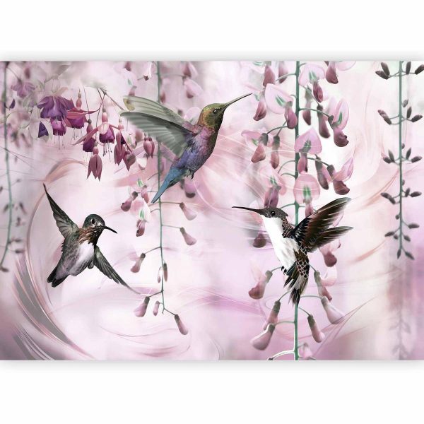 Papier peint - Flying Hummingbirds (Pink)