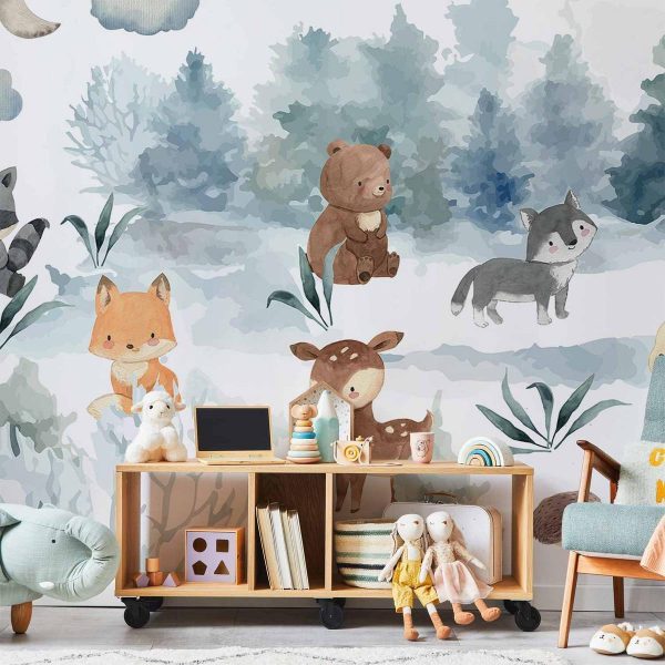 Papier peint - Forest Games - Animals in a Forest Painted in Watercolours Papier peint - Forest Games - Animals in a Forest Painted in Watercolours
