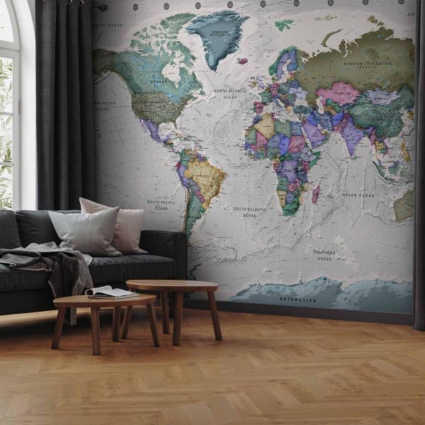 Papier peint - Geography study - world map with signed countries in English Papier peint - Geography study - world map with signed countries in English