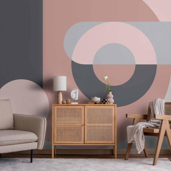 Papier peint - Geometric Wreath (Pink) Papier peint - Geometric Wreath (Pink)