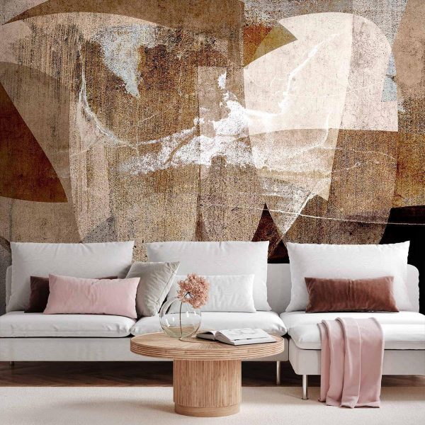 Papier peint - Geometric abstraction with shapes - composition in brown colours Papier peint - Geometric abstraction with shapes - composition in brown colours