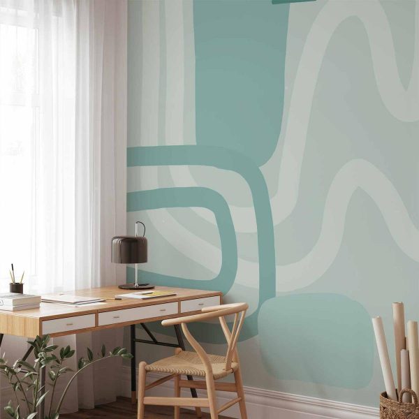 Papier peint - Geometric forms and patterns - abstract background with turquoise patterns Papier peint - Geometric forms and patterns - abstract background with turquoise patterns