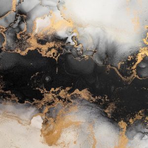 Papier peint - Gold Explosions - an Abstract Pattern Inspired by Marble