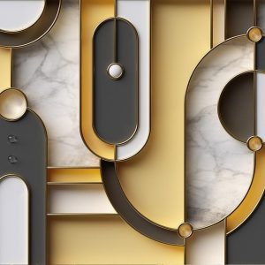 Papier peint - Gold-marble Geometric Pattern