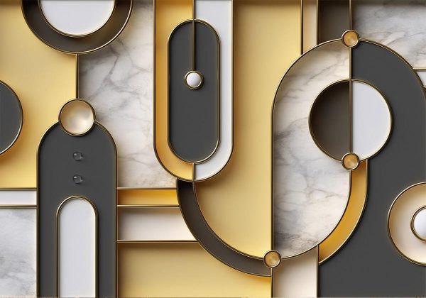 Papier peint - Gold-marble Geometric Pattern