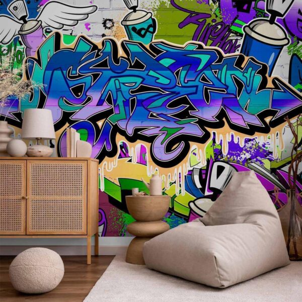 Papier peint - Graffiti: violet theme Papier peint - Graffiti: violet theme