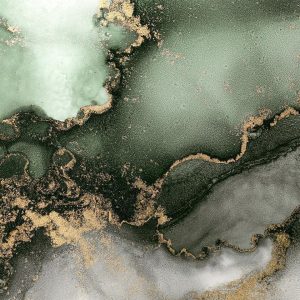Papier peint - Green Watercolour - Abstraction Inspired by Marble Structure