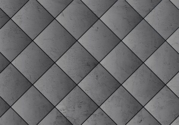 Papier peint - Grey symmetry - geometric pattern in concrete pattern with black joints