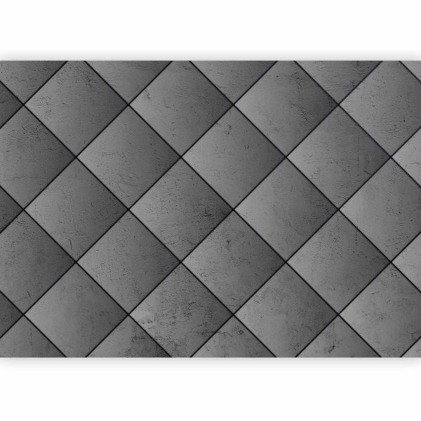 Papier peint - Grey symmetry - geometric pattern in concrete pattern with black joints