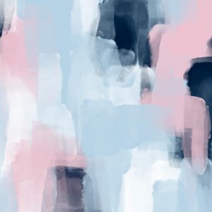 Papier peint - Harmonious colours - abstract with blue and pink shapes