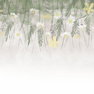 Papier peint - Home herbarium - subtle floral motif with flowers in watercolour style