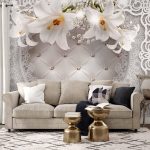 Papier peint - Lilies and Quilted Background