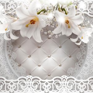 Papier peint - Lilies and Quilted Background
