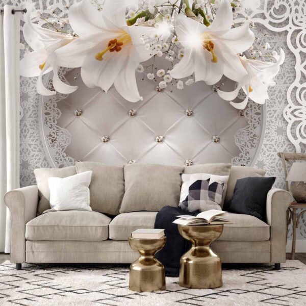Papier peint - Lilies and Quilted Background Papier peint - Lilies and Quilted Background