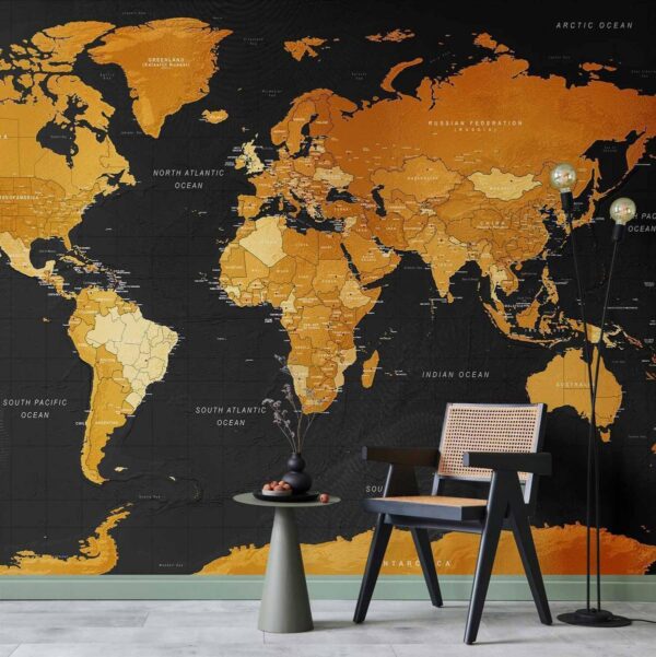 Papier peint - Map: Golden World Papier peint - Map: Golden World