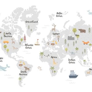 Papier peint - Minimalist Map for Children's Room