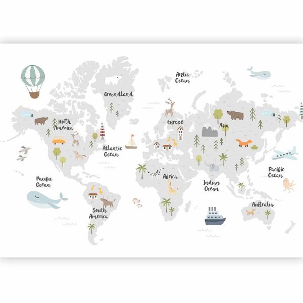 Papier peint - Minimalist Map for Children's Room