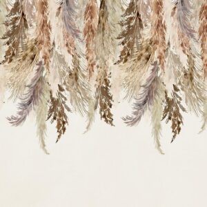 Papier peint - Minimalist boho landscape - dangling leaves in beige colours