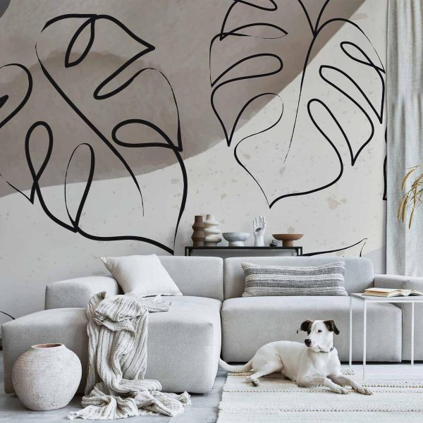 Papier peint - Minimalistic Monstera Leaves Papier peint - Minimalistic Monstera Leaves